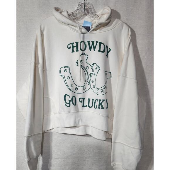 Howdy white crop top Hoodie women's XL Grayson/threads - Picture 6 of 7